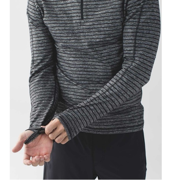 Lululemon Men’s Surge Warm 1/2 Zip Raven in Stripe Black Heathered Black Size L - Picture 13 of 15